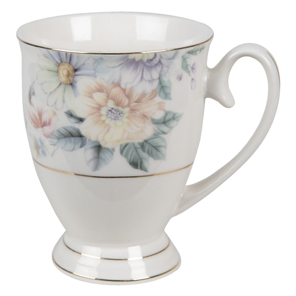 Clayre & Eef Tasse 300 ml Beige Rosa Porzellan Blumen