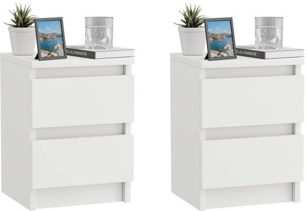 Tables de nuit blanches lot de 2 avec structure solide et design épuré