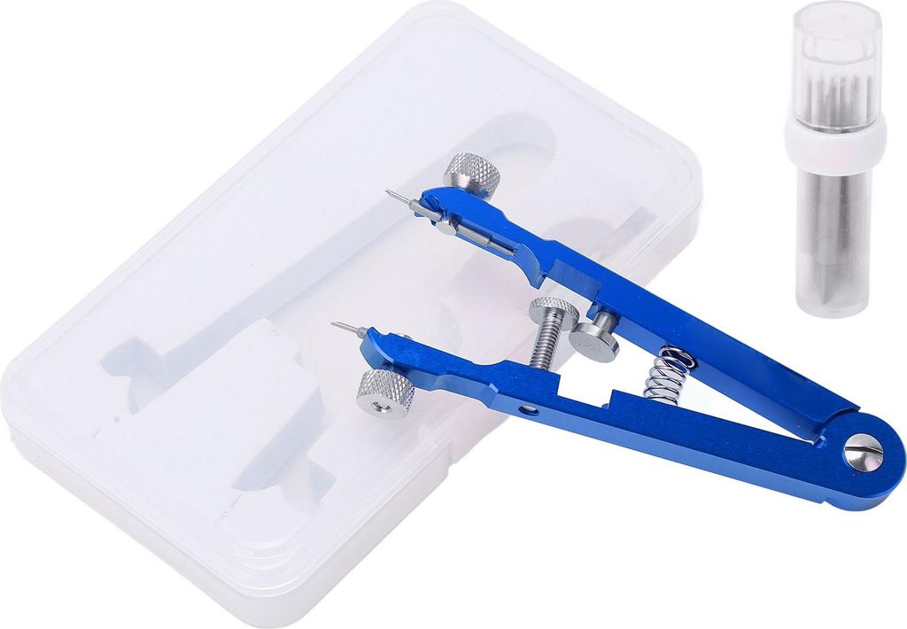 Uhren-Federstegzange mit Spitzenstiften, Aluminiumlegierung, V-förmig, Werkzeug zum Entfernen von Uhrenarmbändern, blau