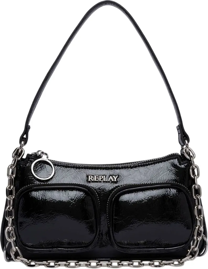 Borsa Donna REPLAY Tracolla Nero Lucido | Accessorio Moda 2026