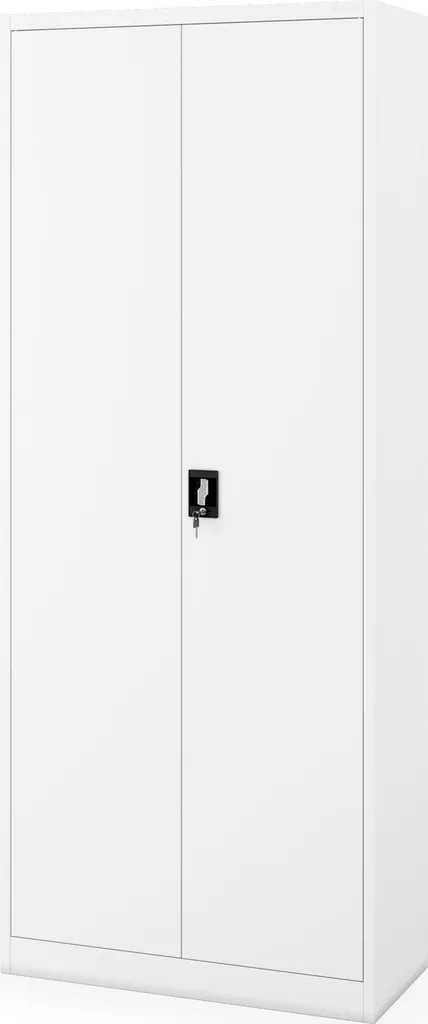 Armoire métallique haute de bureau blanche avec portes battantes DAWID