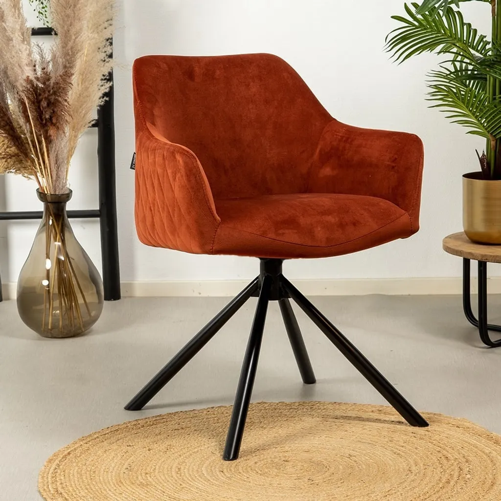 Chaise de salle à manger velours cuivre pivotante 180° design luxe