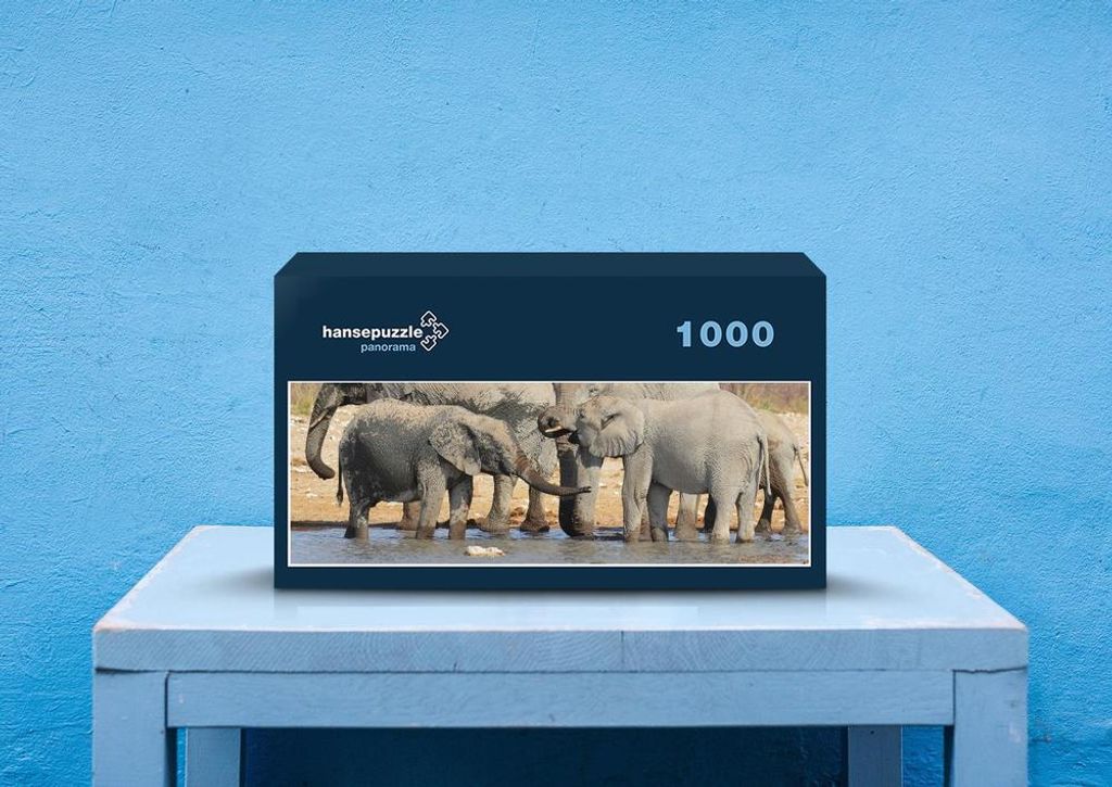 hansepuzzle 79900 - Elefanten Puzzle, 1050 Teile, Tierwelt, 60,0 x 46,0cm mit hochwertiger Aufbewahrung, Kartonbox und wiederverschließbarem Beutel