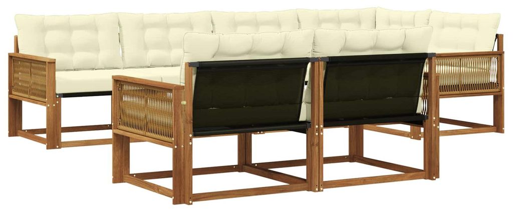 vidaXL Outdoor-Sofagarnitur mit Kissen 7 pcs Natur und Creme