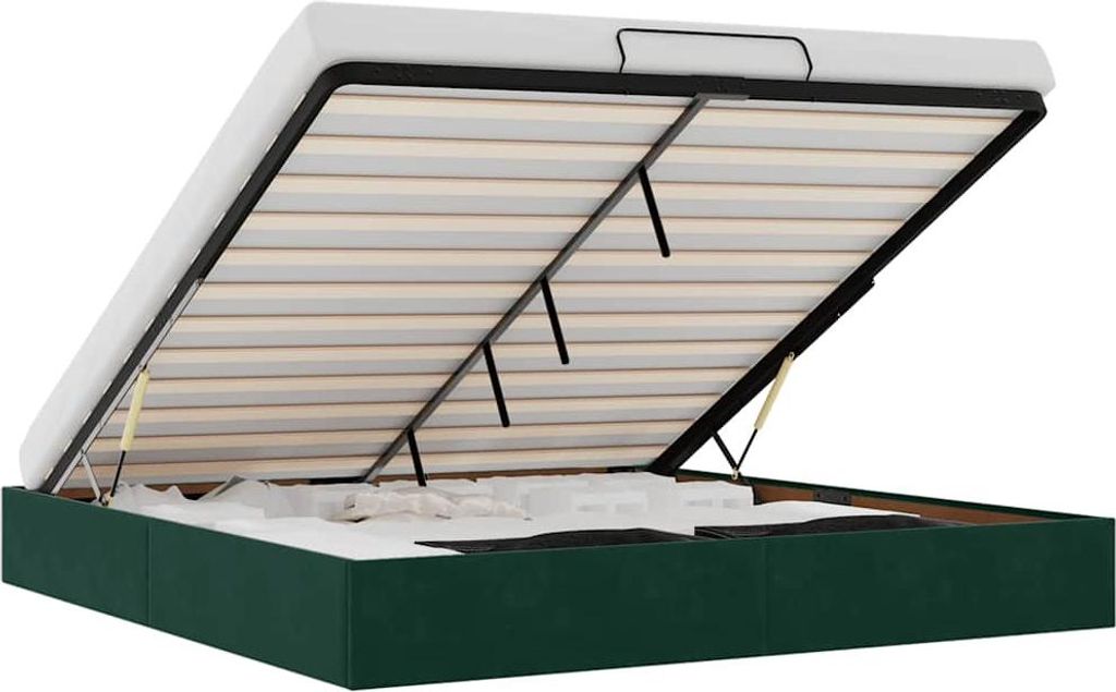 vidaXL Ottoman-lit sans matelas vert foncé 160x200 cm Image du produit 