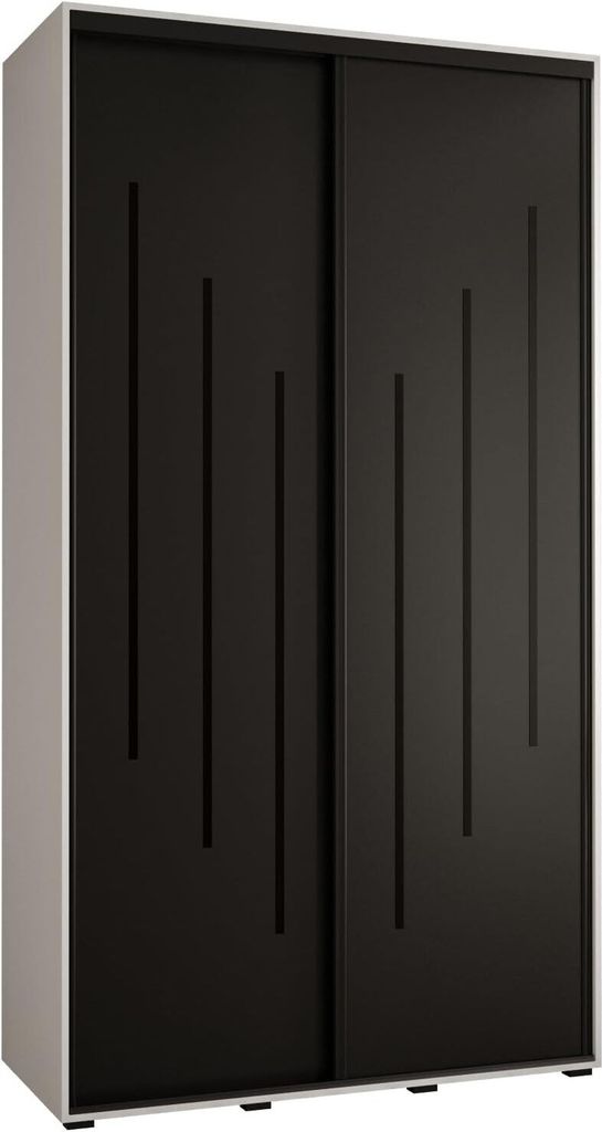 MEBLE KRYSPOL Davos 8 Schrank, zwei Türen - 235,2x130x45 cm - Weiß Schwarz Schwarz