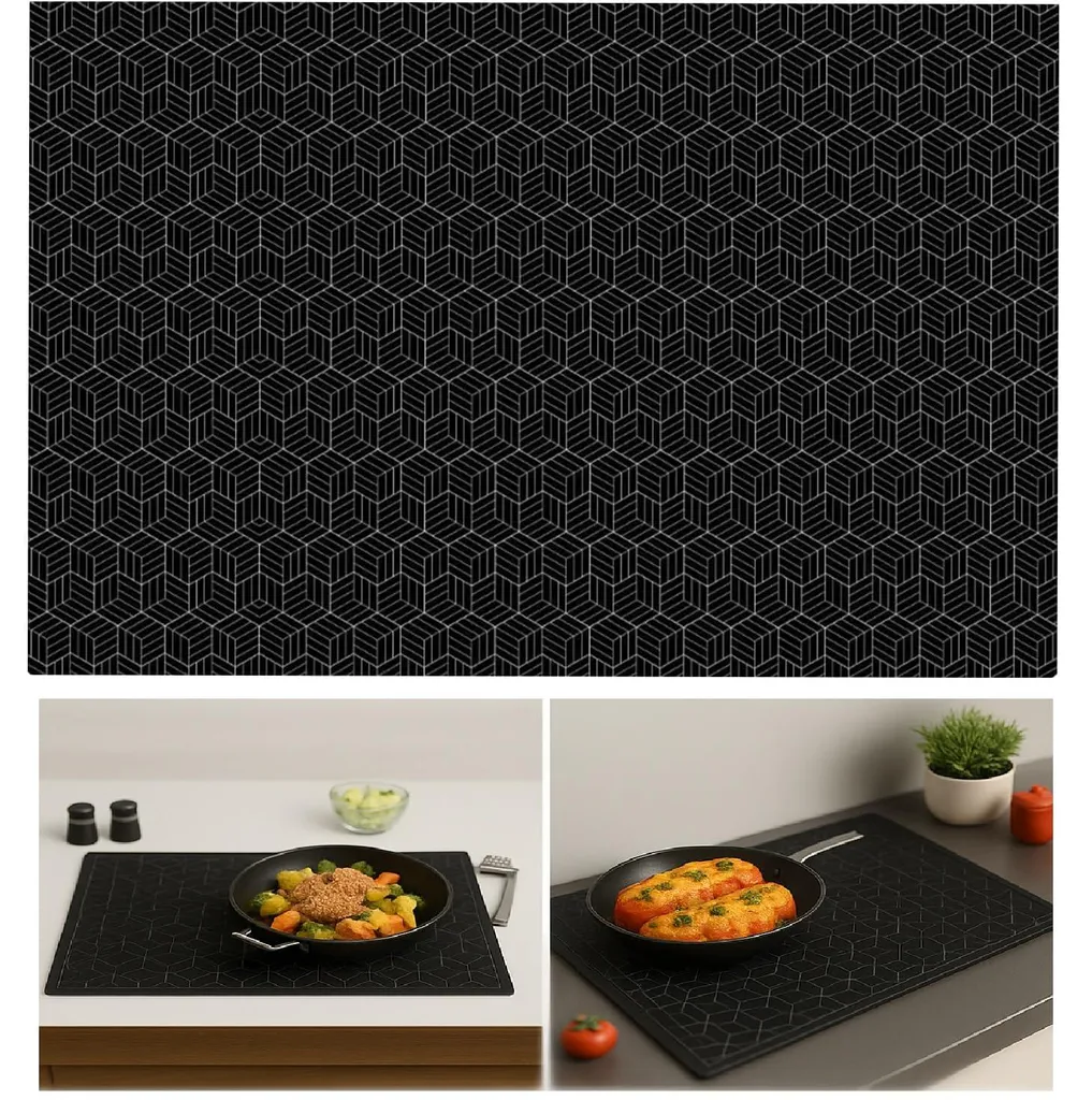 Protège-plaque induction XL 52x78cm tapis silicone souple et thermique