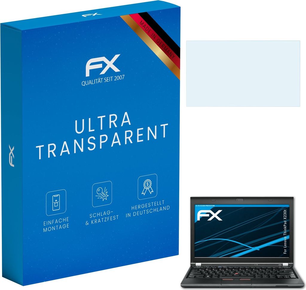 atFoliX FX-Clear 2x Schutzfolie kompatibel mit Lenovo ThinkPad X230t Displayschutzfolie