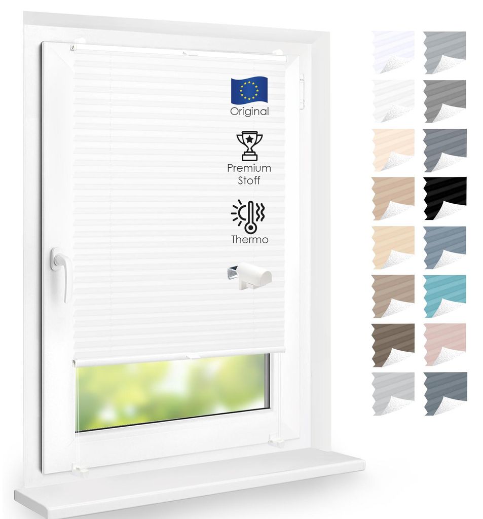 Premium Thermo Plissee lichtdurchlässig, Cremeweiß, 50x100