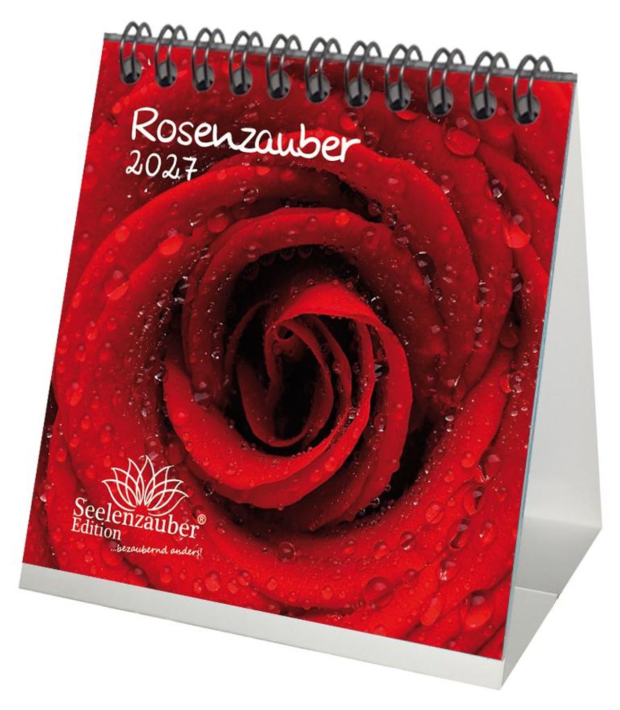 Rosenzauber Tischkalender 10x10cm für 2027 Rosen und Blüten - Seelenzauber