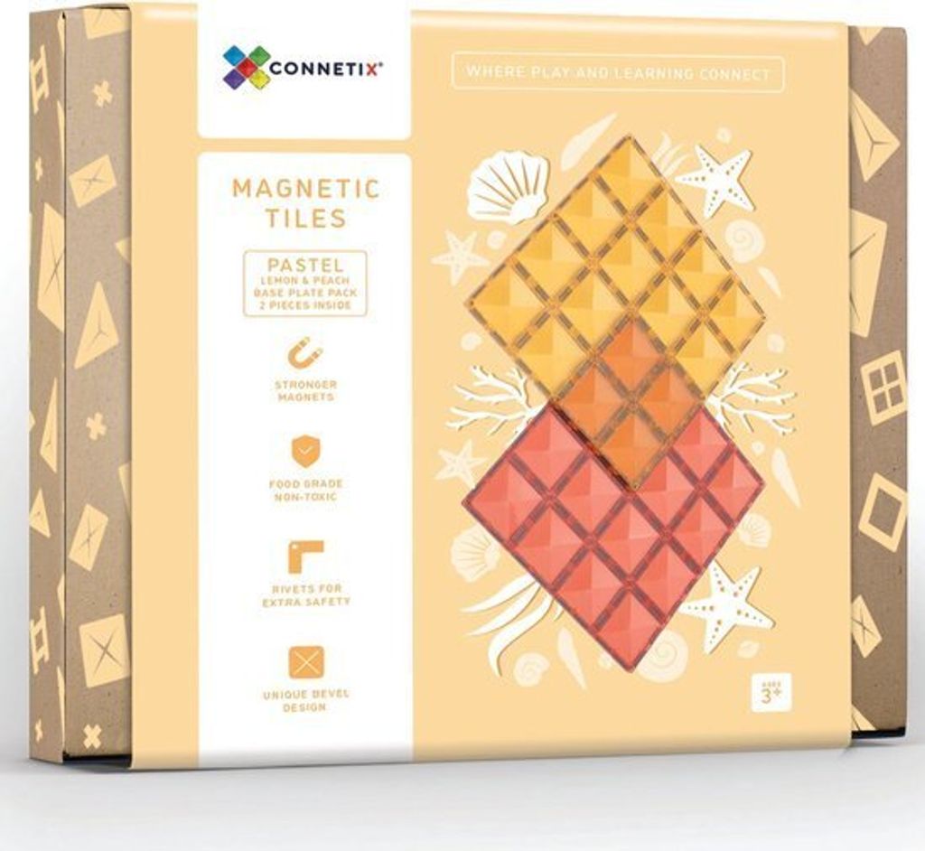 Connetix Magnetkacheln Base Lemon Peach 2 Stück