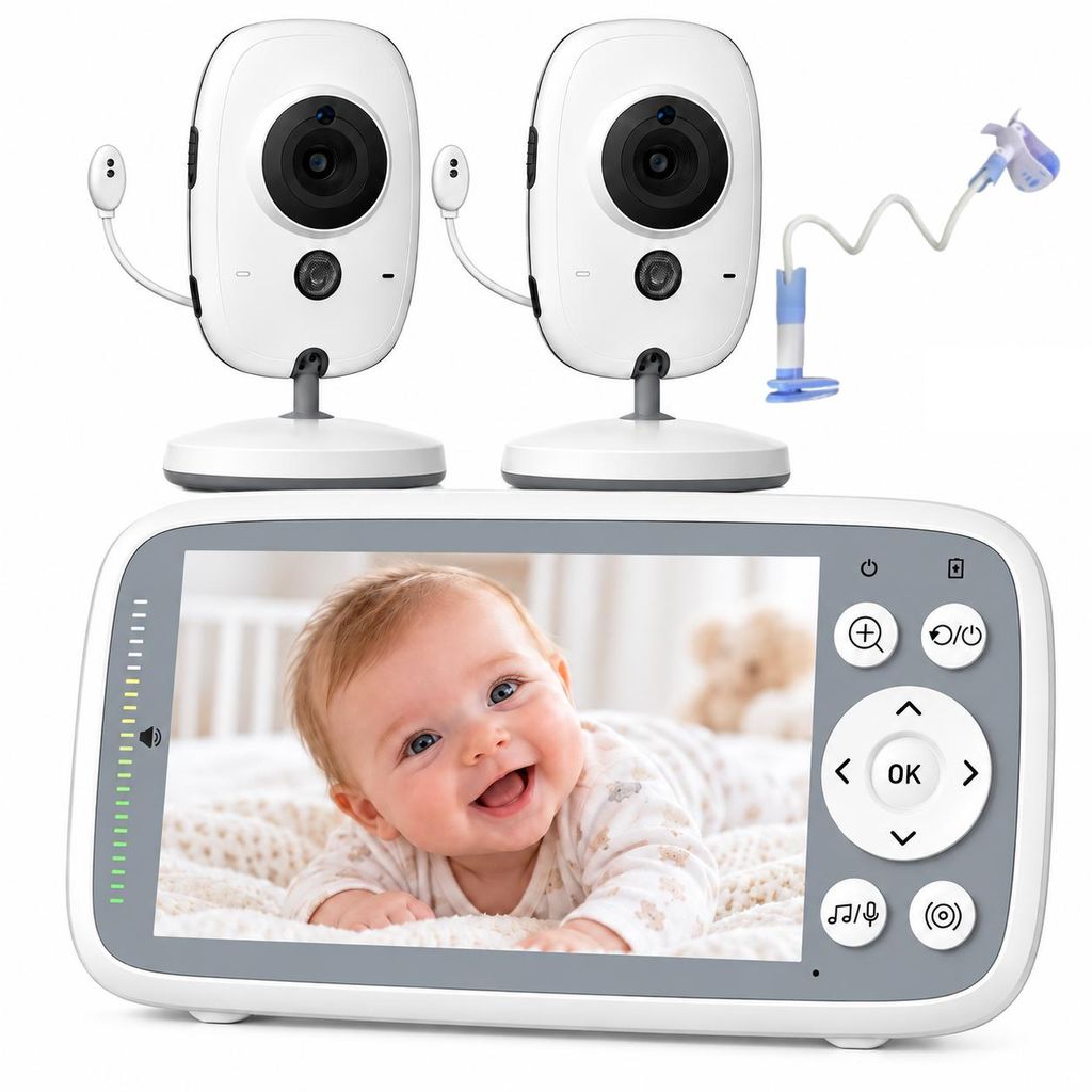 BOIFUN Babyfoon met 2 camera's, geen Wi-Fi, 4-inch 720P Productafbeelding 