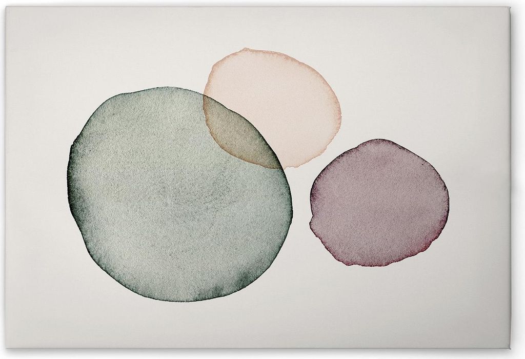 TADESSI Leinwandbild Abstrakt Aquarell - Wandbild 70 x 50 cm - Kunstdruck auf Leinwand in Bunt Creme - M1-No.51173