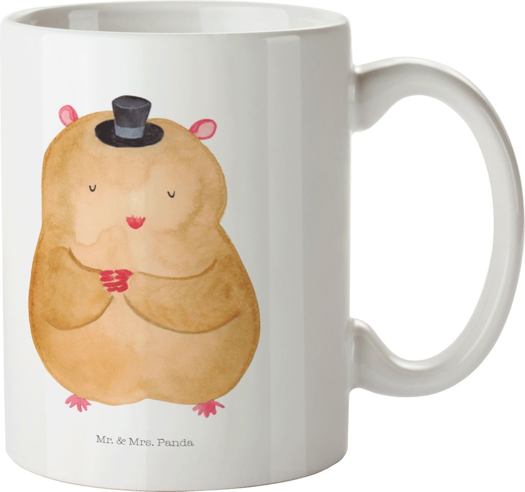 Mr. & Mrs. Panda Tasse Hamster Hut - Weiß - Geschenk, Pott, Zylinder, Trinkbecher, haferl, Zwerghamster, Zauberer, Magier, Kaffeetasse, Lustige Sp...
