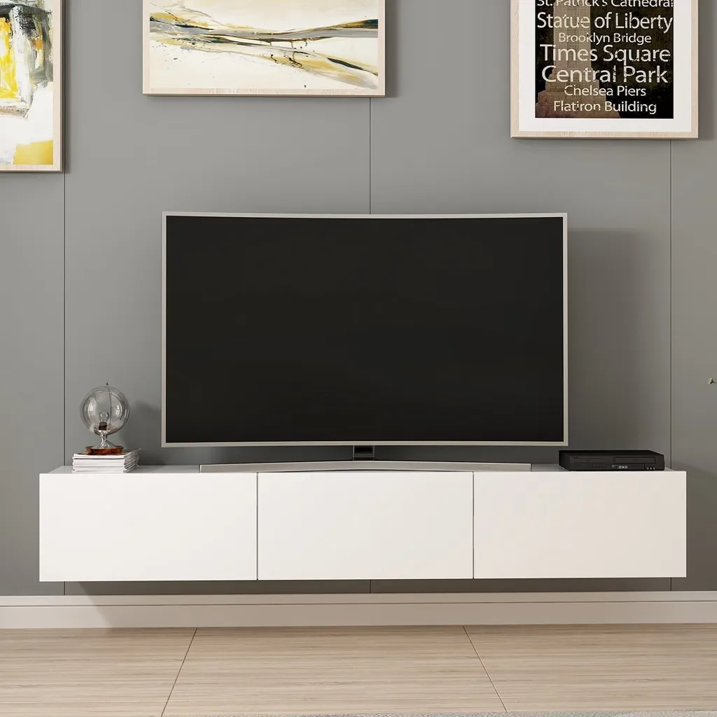 Support TV 180 cm Rigel pour Grand Salon et Rangement Multimédia
