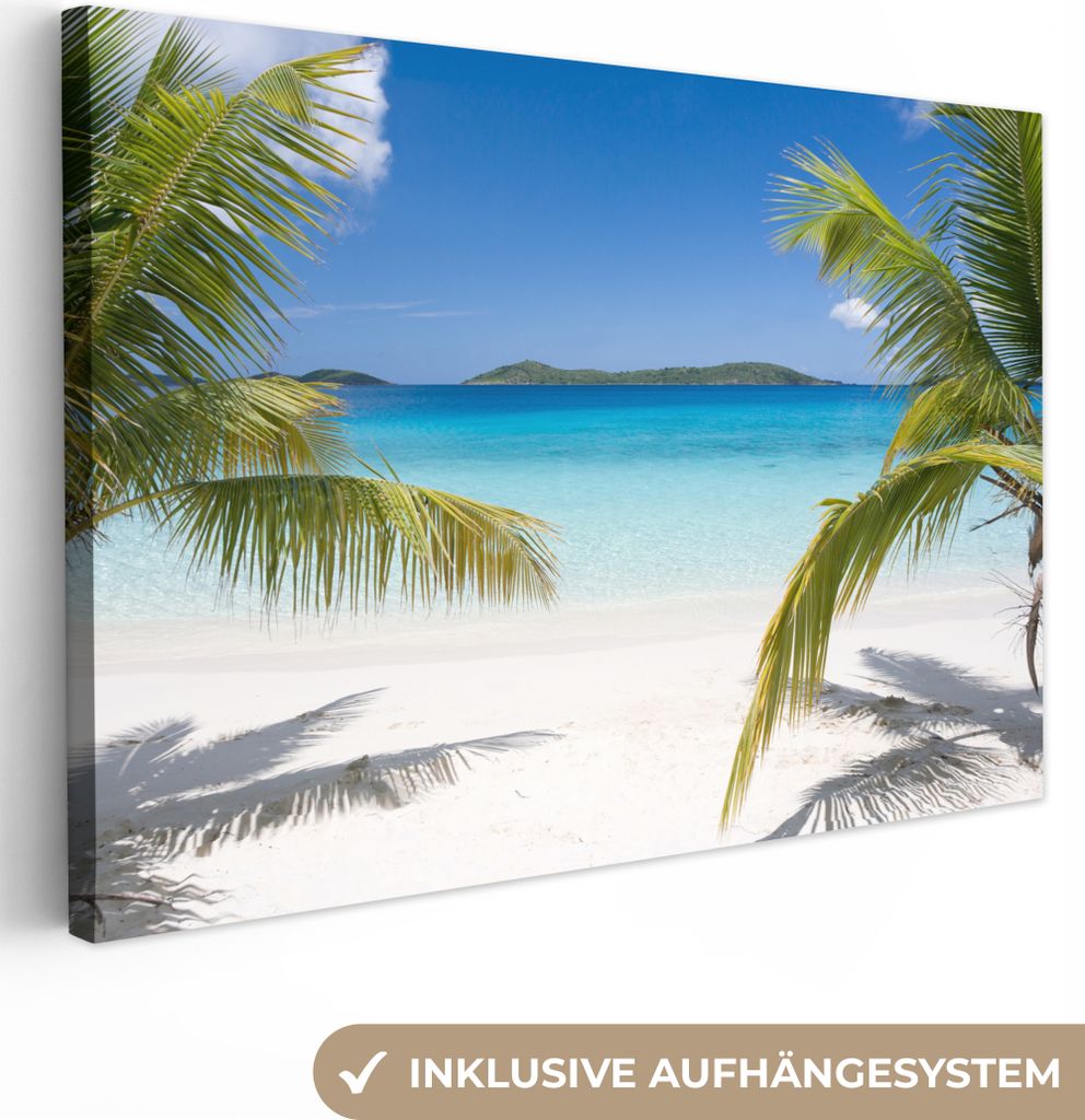 OneMillionCanvasses - Leinwandbilder - 150x100 cm, Strand - Palmen - Tropisch, Wandbilder Kunstdruck Wanddekoration