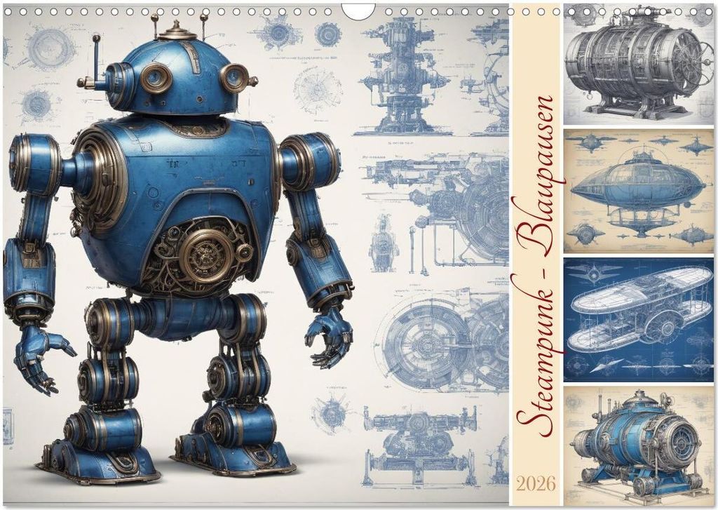 Steampunk - Blaupausen (Wandkalender 2026 DIN A3 quer), CALVENDO Monatskalender