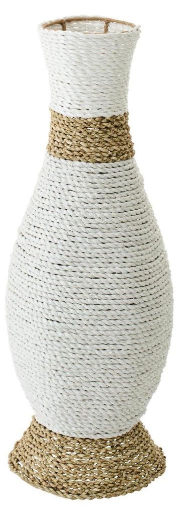 J-Line Vase Raffia Weiß/Naturell