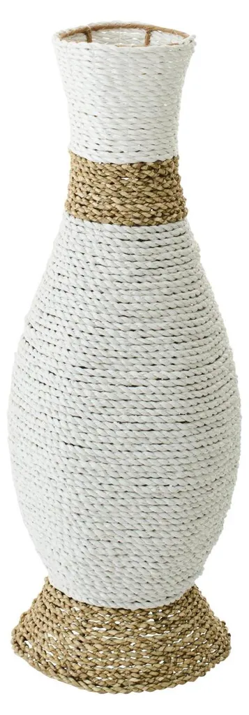 Vase décoratif en raphia blanc J-Line - Accessoire design pour fleurs