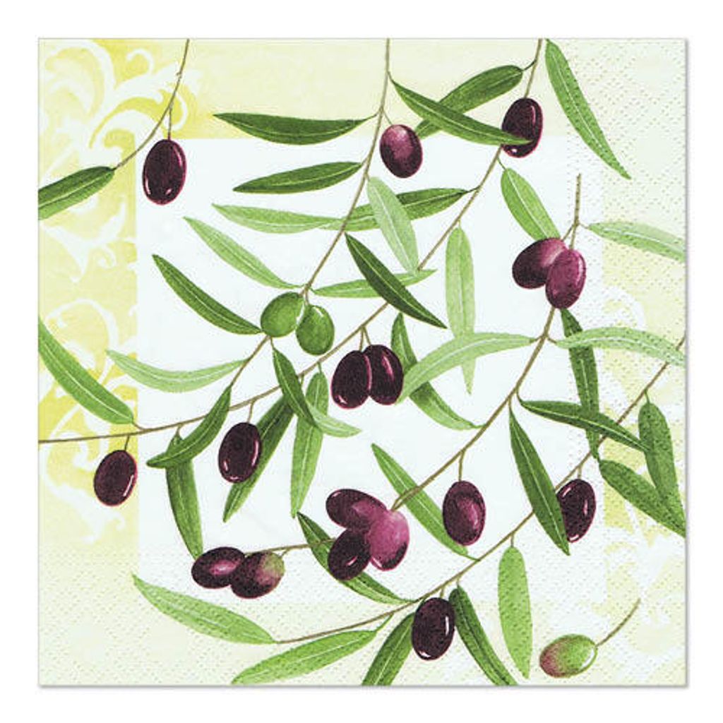 Papstar Servietten, 3-lagig 1/4-Falz 33 cm x 33 cm "Olive Twig", 10 x 20 Stück