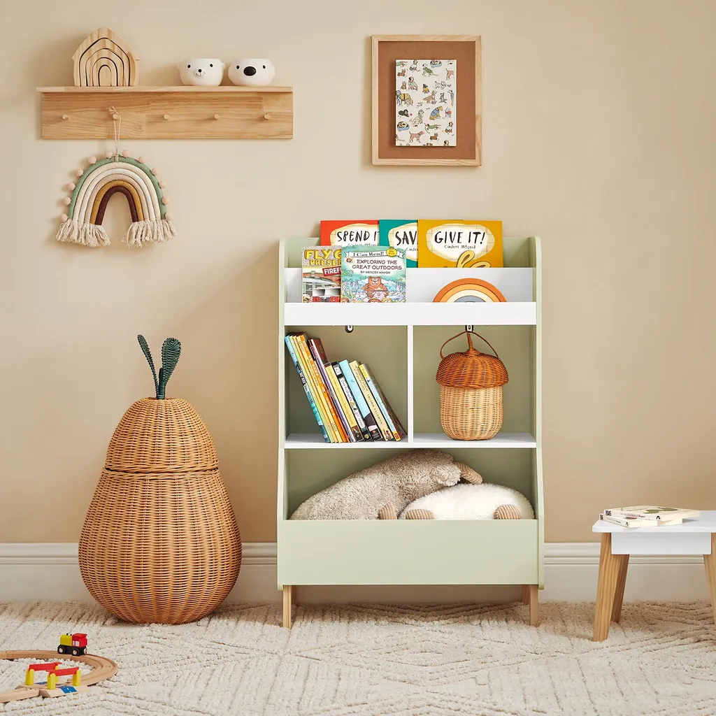Étagère de rangement robuste pour enfant, coloris vert clair et compact - 3