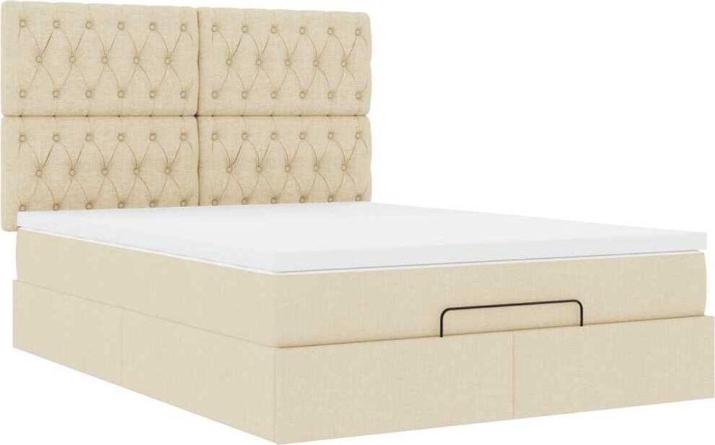 Ottoman-Bett mit Matratze Creme 140x200 cm Stoff