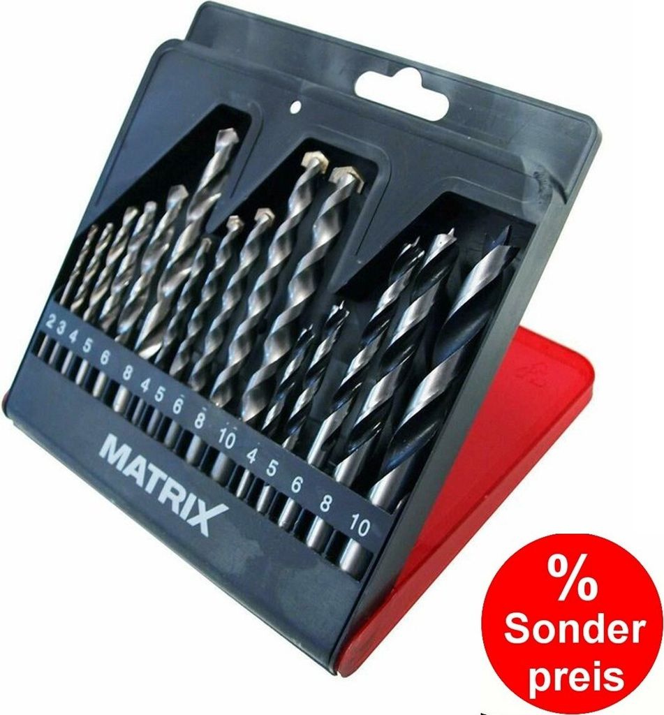 MATRIX 16-teiliges Bohrer-Set in Aufbewahrungsbox f- Bosch,Makita,Metabo,usw.