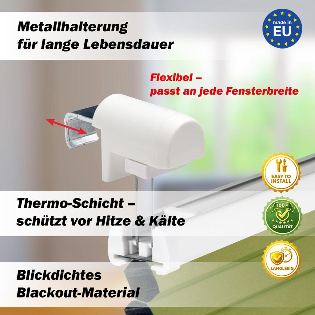 Thermo Wabenplissee Hitzeschutz, ohne Bohren, Grün, 55x130