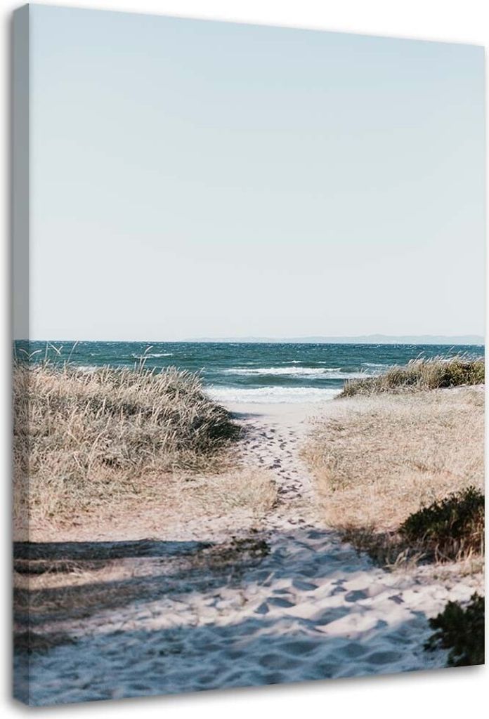 Leinwandbild auf dem weg zum strand 40x60 cm Feeby blau wandbild bereit zum aufhängen