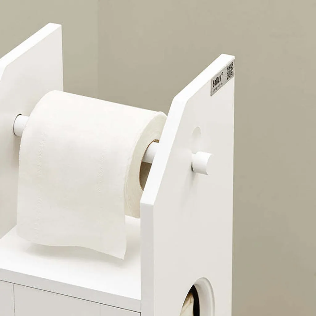 Meuble WC résistant à la moisissure - Rangement aéré à porte à lattes - 5