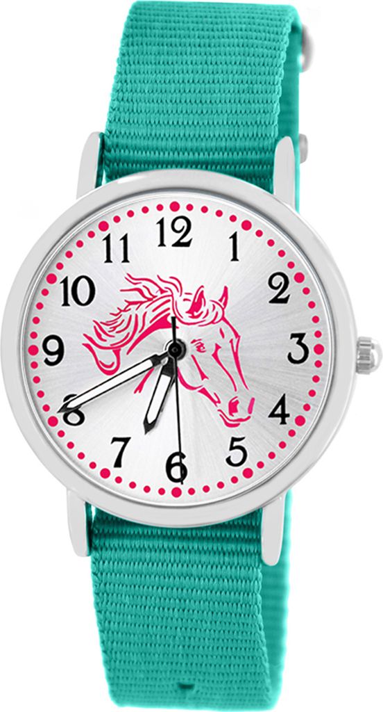 Armbanduhren Mädchen mit Pferdemotiv Kinder Uhr wasserdicht Produktbild 