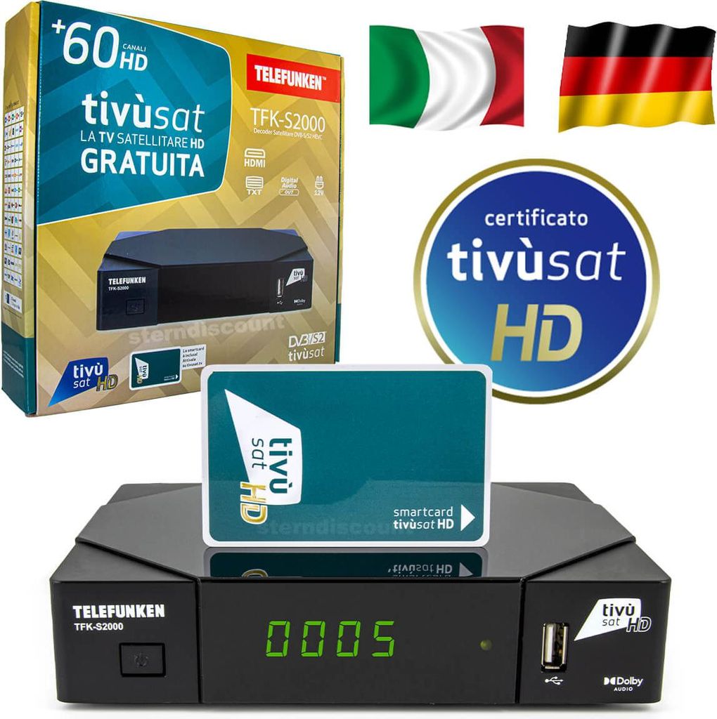 Tivùsat HD-SAT-Receiver mit Tivusat Karte HD TFK-S2000 Full HDTV