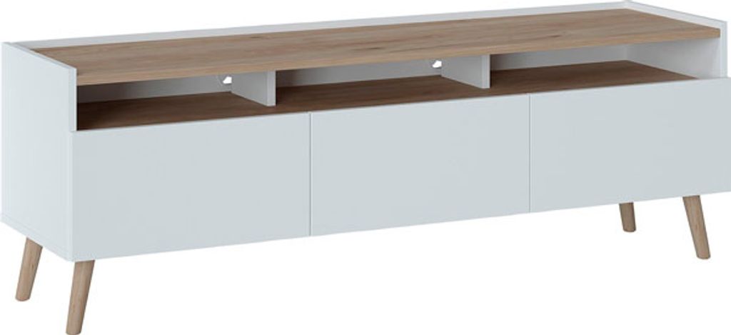 Lowboard Scandi TV-Unterschrank 149x41x51cm weiß Jackson Hickory