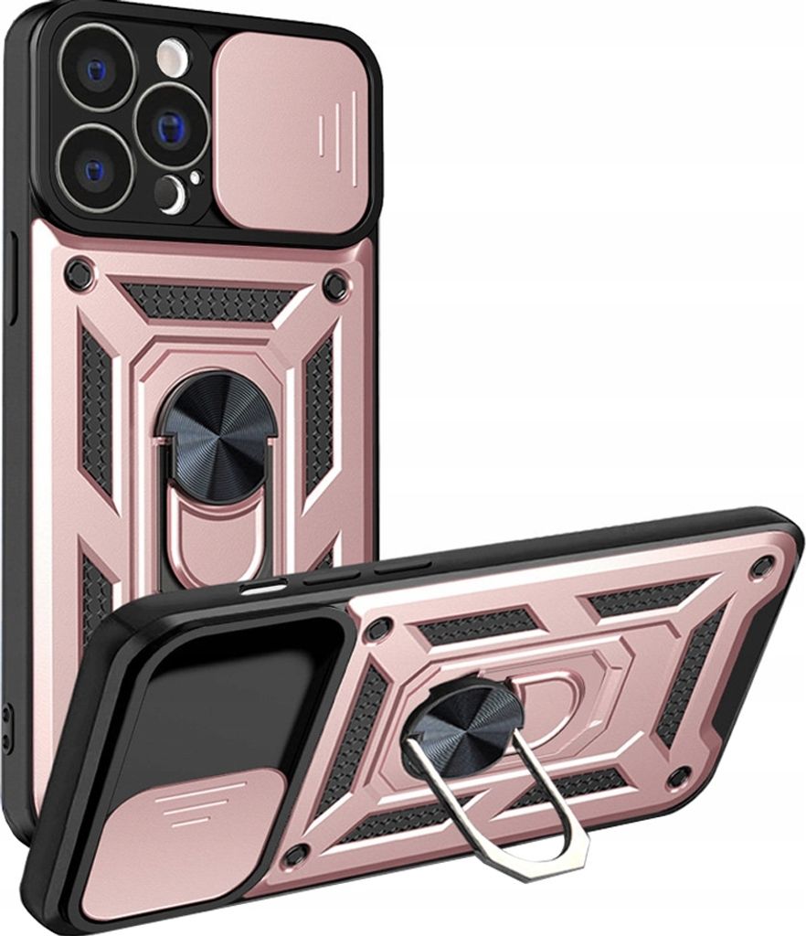 Hybrid Armor Camshield iPhone 13 Pro Max Hülle mit Kameraschutz Pink