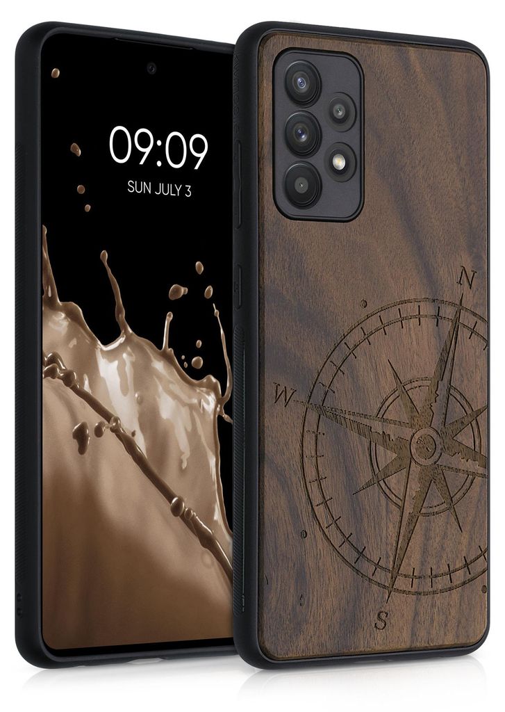 kwmobile Handyhülle für Samsung Galaxy A52 / A52 5G / A52s 5G Hülle Holz - Case mit TPU Bumper - Stoßfestes Hardcase - Schutzhülle Cover in