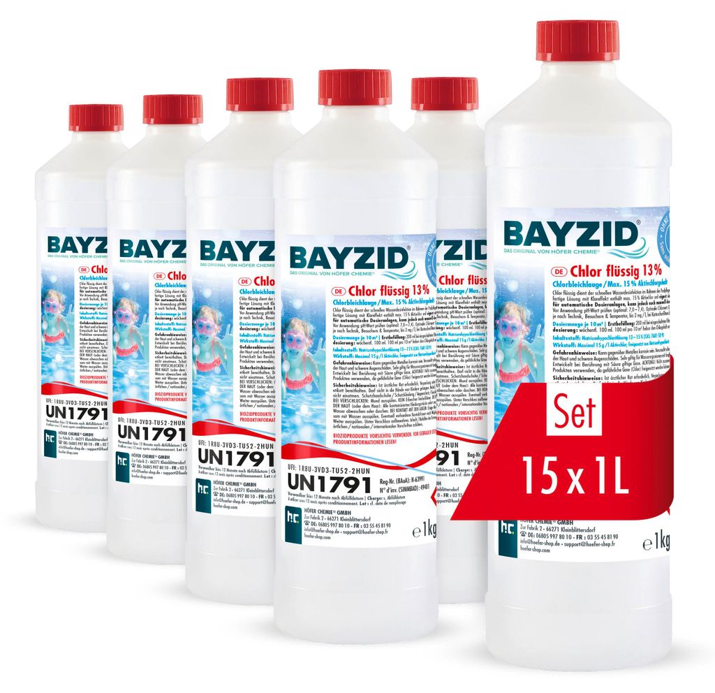 15x 1 kg BAYZID® Chlor 13% flüssig für Pools Produktbild 