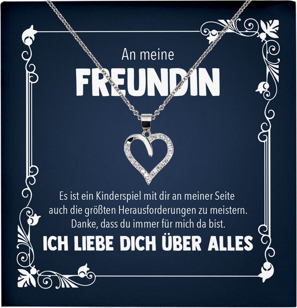 22Feels Echt Silber Halskette - Freundin Geschenk Frauen Schmuck Set Jahrestag Valentinstag Geburtstag Weihnachten - Herz Anhänger, Karte