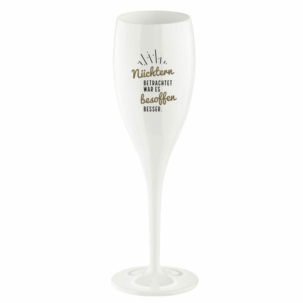 Sektglas 100 ml mit Druck CHEERS No. 1 NÜCHTERN BETRACHTET Produktbild 