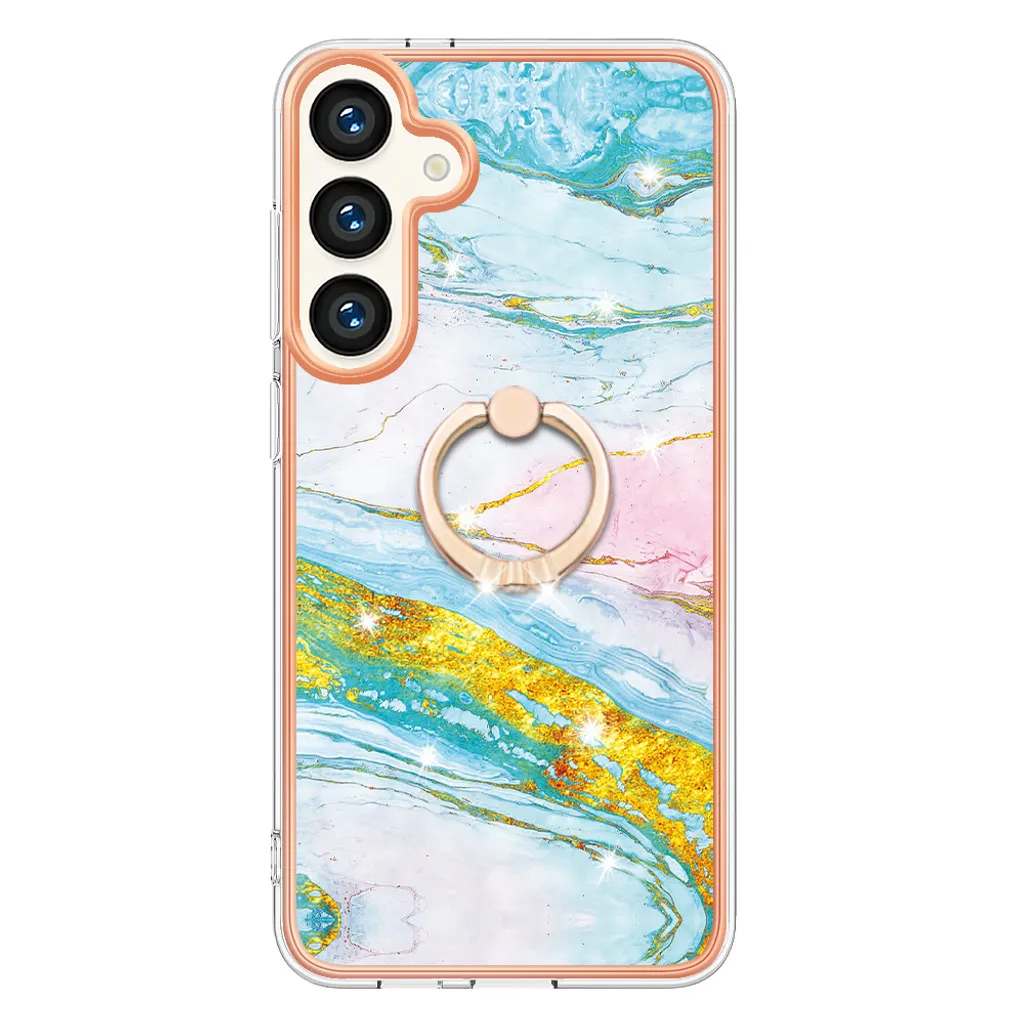 Custodia Luxury Marmo Blu per Samsung S25 - Edizione Limitata con Ring - 3
