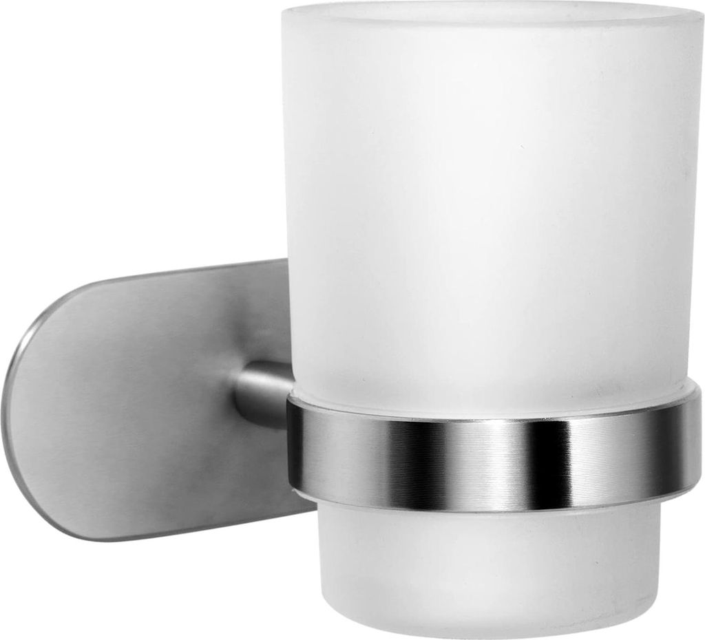 Zahnbürstenhalter - gebürsteter Edelstahl - 1 Stück - satiniertes Glas