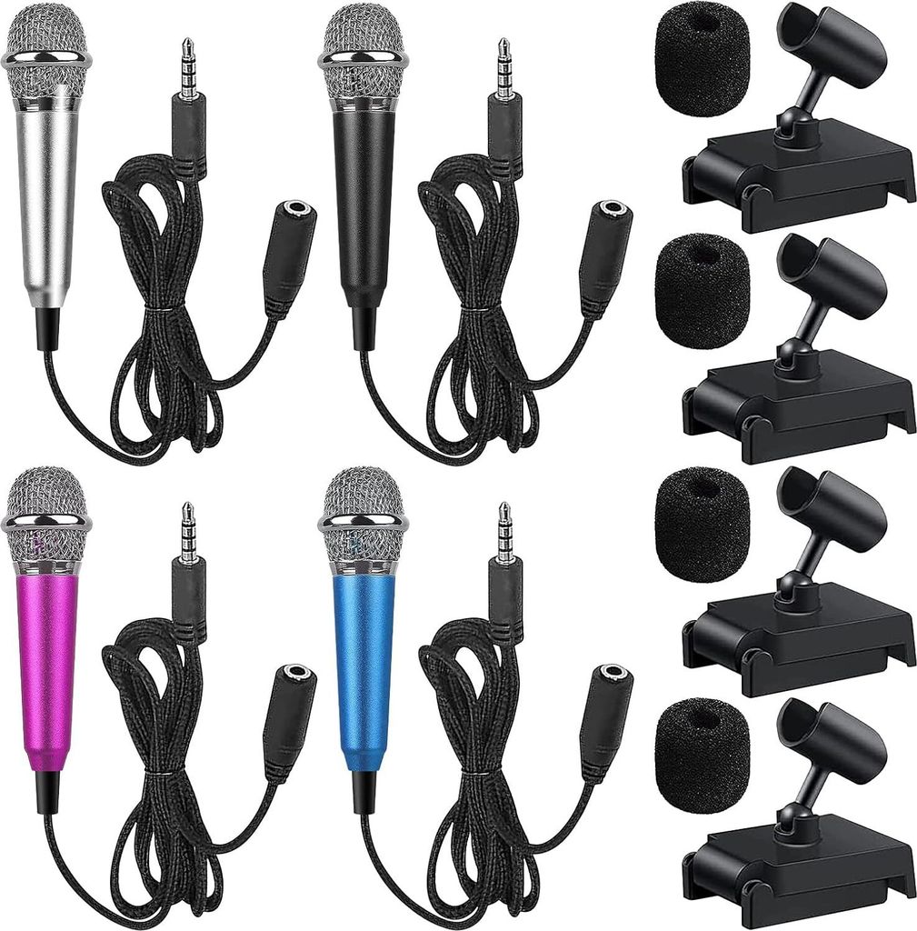 ASMR Mini-Mikrofon, 4 Stück, tragbar, Mini-Mikrofon für Mobiltelefone, kleine Mikrofon, Mini-Karaoke-Mikrofon für Mobiltelefone mit 4 Stufen, f...