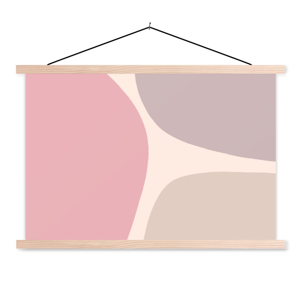 MuchoWow Textilposter Gestaltung - Pastell - Minimalismus 120x80 cm mit holzfarbenen Rahmen - Aufhängeset
