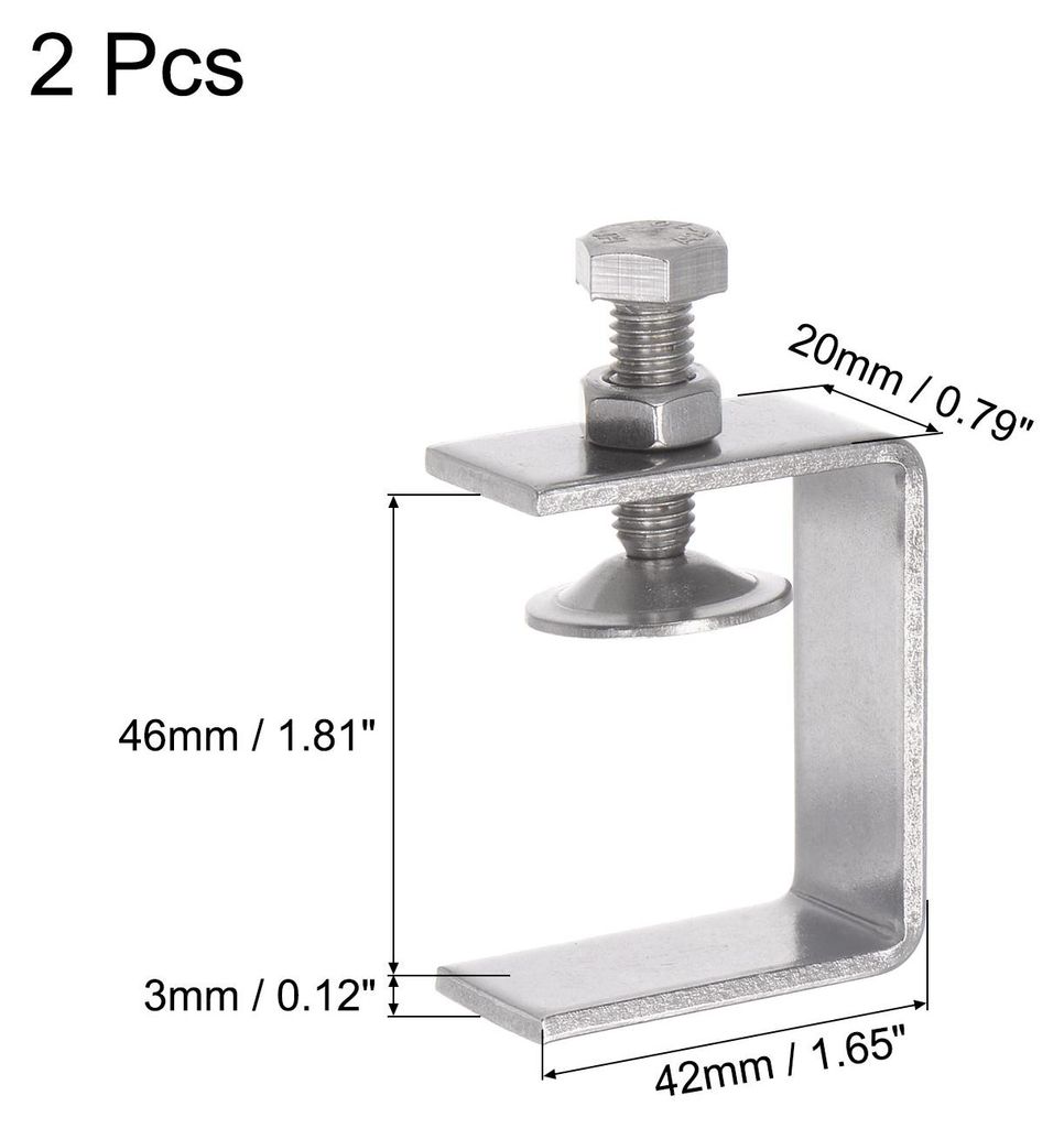 2Stk Edelstahl C-Klemme mit 46mm Kiefer?ffnung C-Schraubzwinge C-Zwingen fš¹r Holzarbeit Geb?ude Haushalt