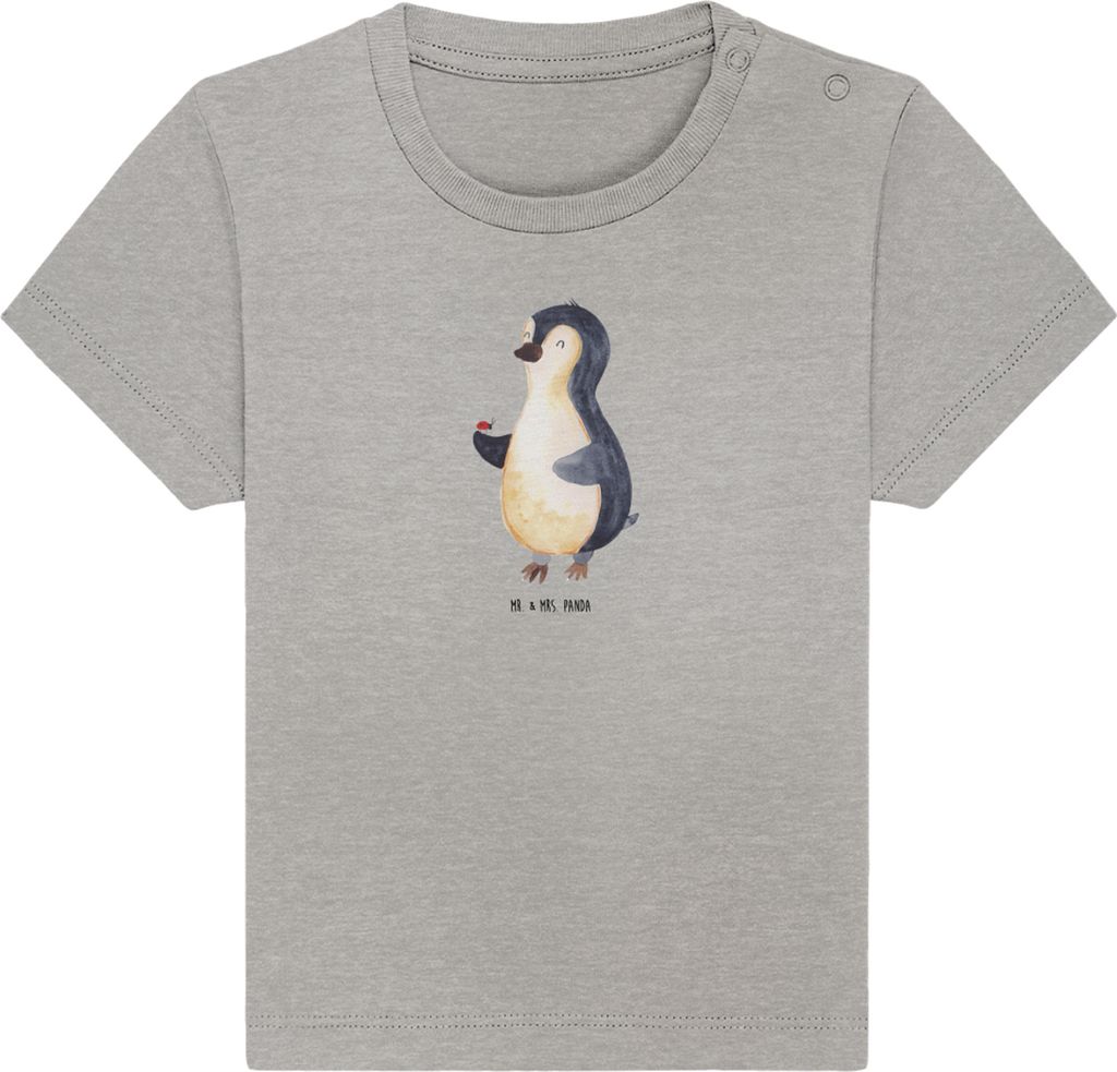 Mr. & Mrs. Panda T-Shirt Pinguin Marienkäfer 0. - 6. Monat - Heather Grey - Geschenk, Wunder, Babyshirt, Kinder Top, Baby Baumwollshirt, Aufmerksa...