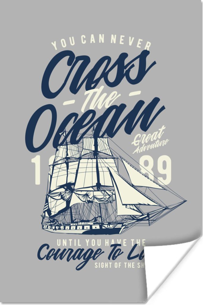 MuchoWow Poster Boot - Segel - Vintage 120x180 cm - Kunstposter