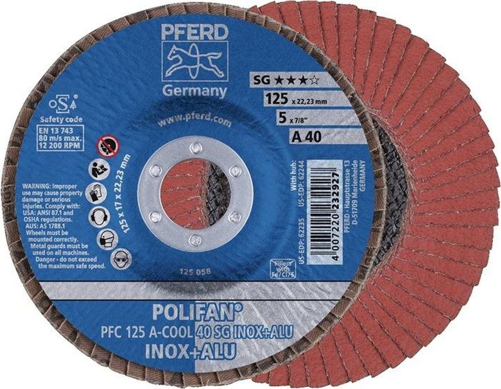 Fächerschleifscheibe A-COOL SG gewölbt 125mm K80 Pferd