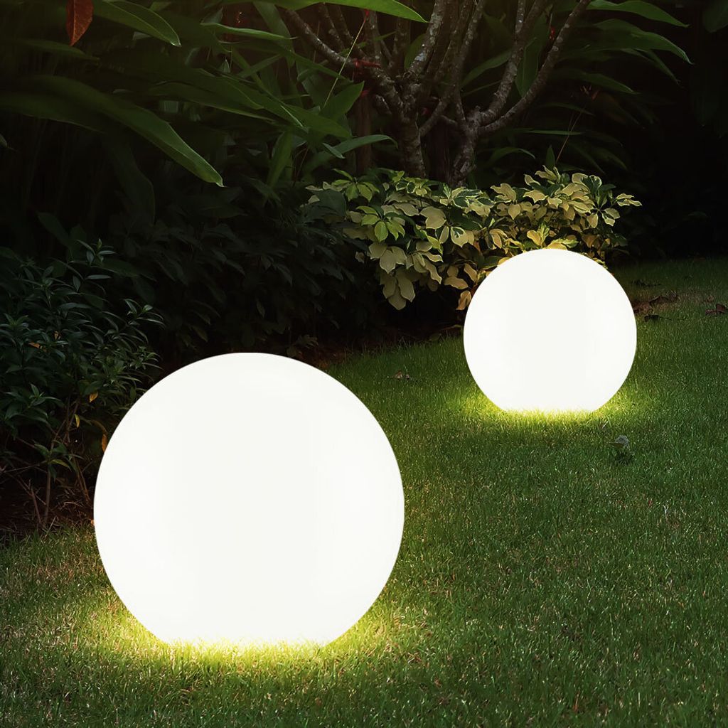 2er LED Solarleuchte, Kugel weiß, H 62 cm Produktbild 1