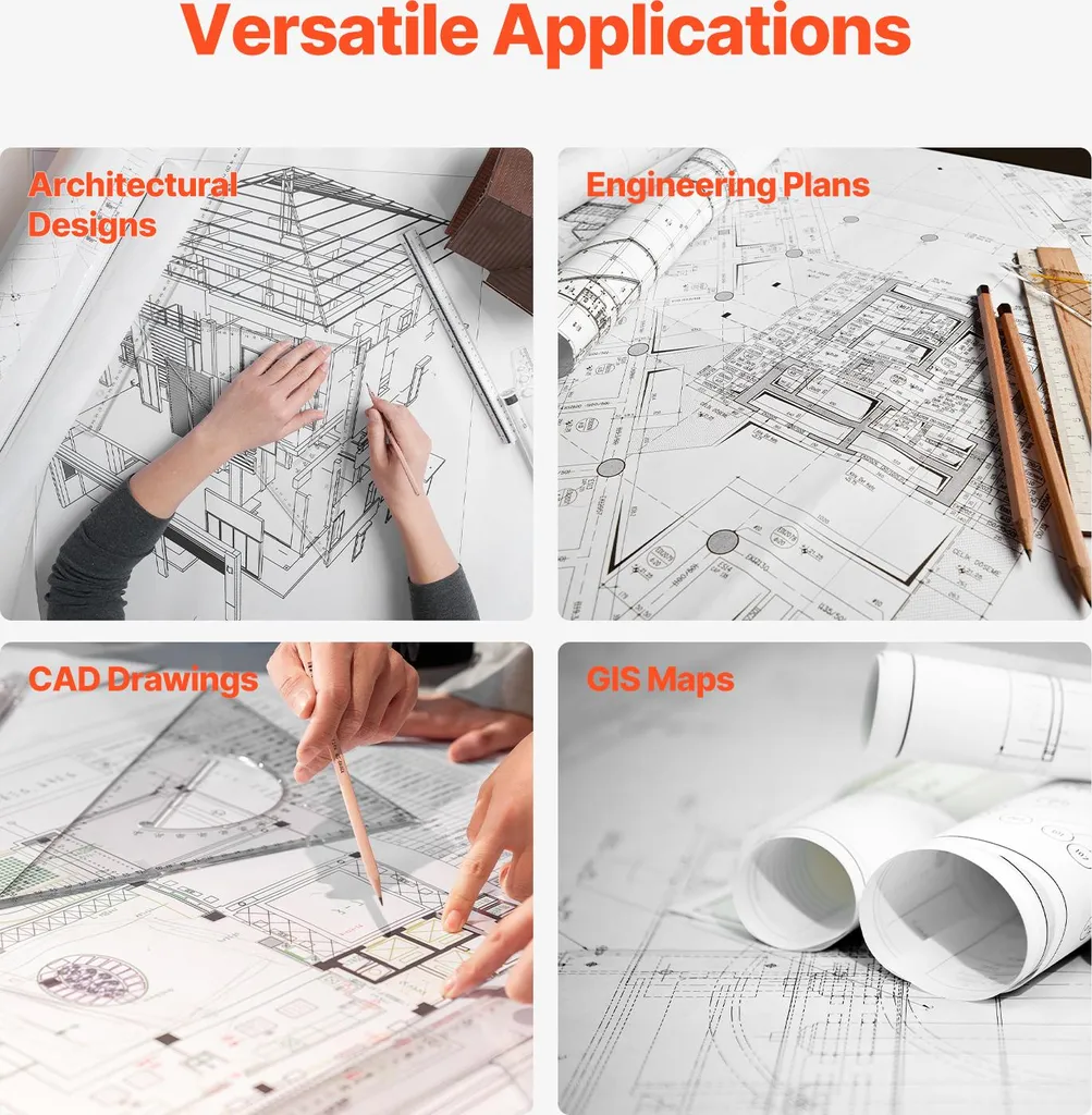 Papier pour Plans d'Architecte 24 pouces et Conceptions CAO 6 Pièces - 6