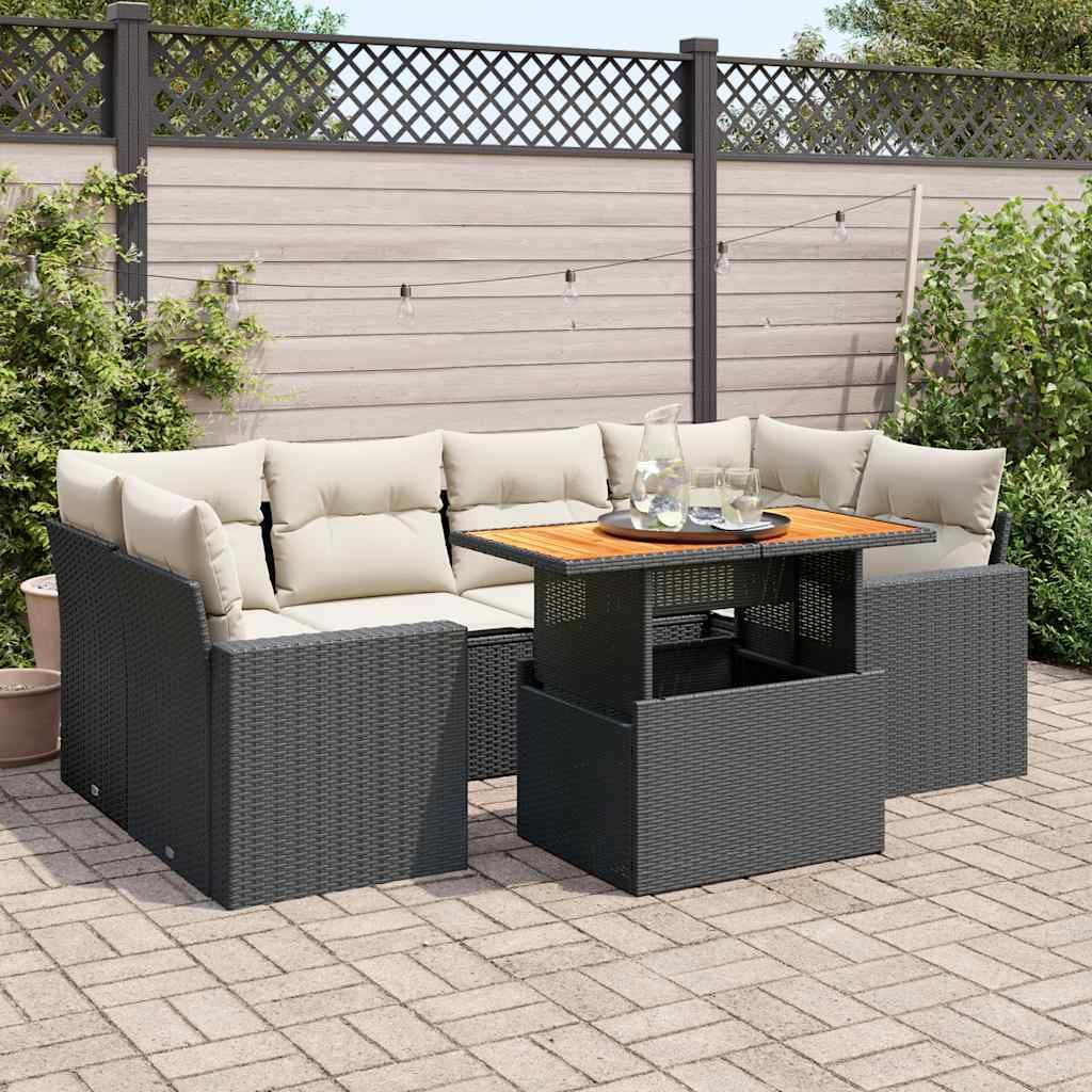 Maison Exclusive - 7-tlg. Garten-Sofagarnitur mit Kissen Schwarz Poly Rattan