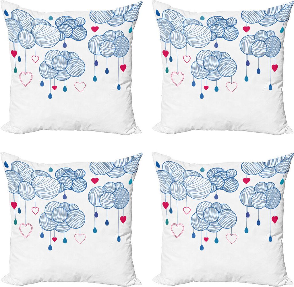 ABAKUHAUS Modern Kissenbezug Set (4 Stück), Hand gezeichnet Wolken, Moderner Doppelseitiger Digitaldruck, 45 cm x 45 cm, Violet Blue Magenta